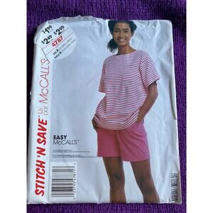 McCalls 4787 top shorts sewing pattern sz xs s